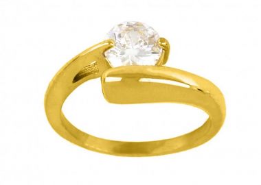 Δαχτυλίδι Μονόπετρο Από Ατσάλι Επιχρυσωμένο TU30975 - AMOR AMOR - 