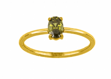 Δαχτυλίδι Μονόπετρο Από Ατσάλι Επιχρυσωμένο TU30986 - AMOR AMOR - 