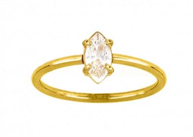 Δαχτυλίδι Μονόπετρο Από Ατσάλι Επιχρυσωμένο TU31062 - AMOR AMOR - 