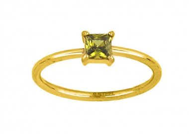 Δαχτυλίδι Μονόπετρο Από Ατσάλι Επιχρυσωμένο TU31066 - AMOR AMOR - 