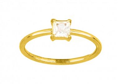 Δαχτυλίδι Μονόπετρο Από Ατσάλι Επιχρυσωμένο TU31068 - AMOR AMOR - 