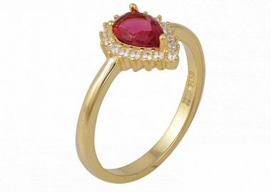 Δαχτυλίδι Ροζέτα Από Ασήμι 925 Επιχρυσωμένο Δάκρυ SS34287 - AMOR AMOR - 