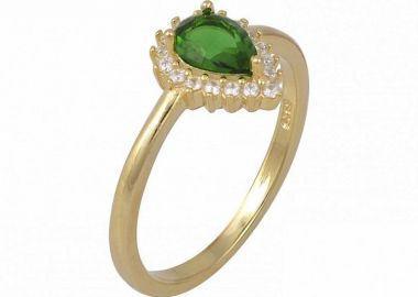 Δαχτυλίδι Ροζέτα Από Ασήμι 925 Επιχρυσωμένο Δάκρυ SS34289 - AMOR AMOR - 