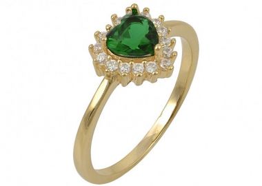 Δαχτυλίδι Ροζέτα Από Ασήμι 925 Επιχρυσωμένο Καρδιά SS34298 - AMOR AMOR - 