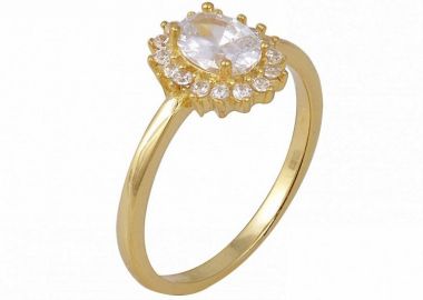 Δαχτυλίδι Ροζέτα Από Ασήμι 925 Επιχρυσωμένο Οβάλ SS34281 - AMOR AMOR - 