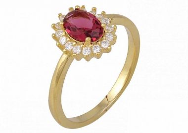 Δαχτυλίδι Ροζέτα Από Ασήμι 925 Επιχρυσωμένο Οβάλ SS34283 - AMOR AMOR - 