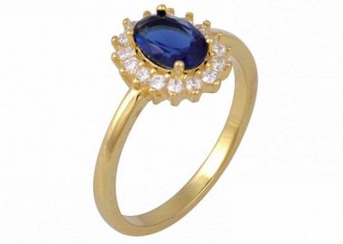 Δαχτυλίδι Ροζέτα Από Ασήμι 925 Επιχρυσωμένο Οβάλ SS34285 - AMOR AMOR - 