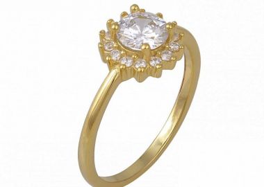 Δαχτυλίδι Ροζέτα Από Ασήμι 925 Επιχρυσωμένο Στρογγυλό SS34274 - AMOR AMOR - 