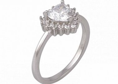 Δαχτυλίδι Ροζέτα Από Ασήμι 925 Καρδιά SS34293 - AMOR AMOR - 