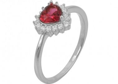 Δαχτυλίδι Ροζέτα Από Ασήμι 925 Καρδιά SS34299 - AMOR AMOR - 