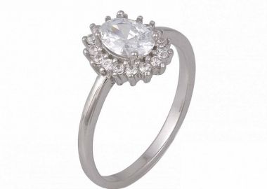 Δαχτυλίδι Ροζέτα Από Ασήμι 925 Οβάλ SS34280 - AMOR AMOR - 