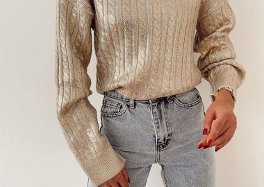 Dalia γυναίκεια πλεκτη εκρου μπλούζα με στρογγυλη λαιμοκοψη - SOU - 