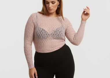 Δαντελένια μπλούζα με μακριά μανίκια - MAT FASHION - 