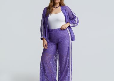 Δαντελένια παντελόνα με sporty ρίγες - MAT FASHION - 