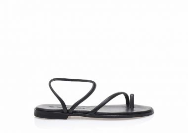 Δερμάτινα σανδάλια χειροποίητα μαύρα με λουράκια ΜΑΥΡΟ - Tsoukalas - 