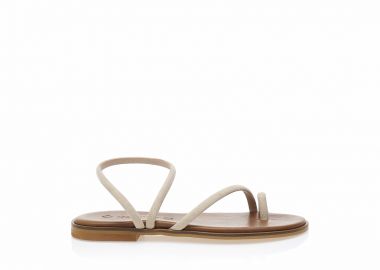 Δερμάτινα σανδάλια χειροποίητα μπεζ με σουέτ λουράκια ΜΠΕΖ - Tsoukalas - 