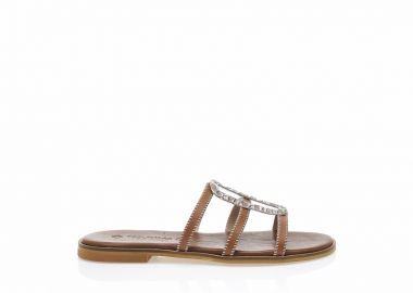 Δερμάτινα σανδάλια χειροποίητα ταμπά με ιδιαίτερη αγκράφα ΤΑΜΠΑ - Tsoukalas - 