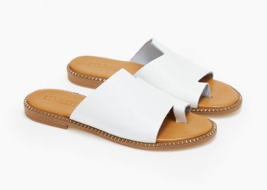 Δερμάτινα σανδάλια με toe ring - Λευκό - Issue - 