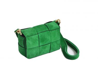 Δερμάτινη mini τσάντα με πλεκτό σχέδιο - MAT FASHION - 