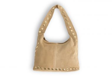 Δερμάτινη σουέντ τσάντα με μεταλλικά τρουκς - MAT FASHION - 