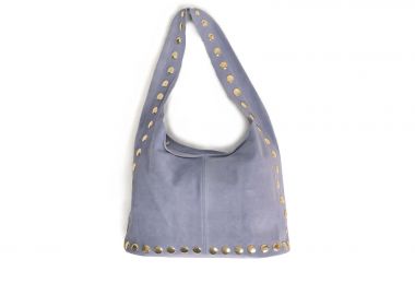 Δερμάτινη σουέντ τσάντα με μεταλλικά τρουκς - MAT FASHION - 