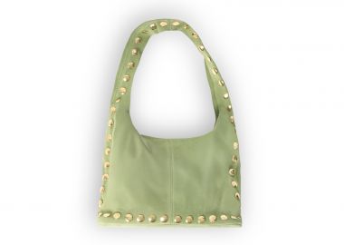 Δερμάτινη σουέντ τσάντα με μεταλλικά τρουκς - MAT FASHION - 