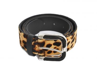 Δερμάτινη ζώνη pony skin με λεοπάρ σχέδιο - MAT FASHION - 