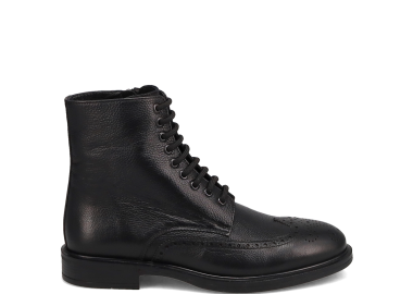 Δερμάτινο μαύρο ανδρικό μποτάκι - MIGATO - 