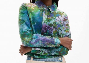 Desigual γυναικείo denim jacket με floral κεντήματα 