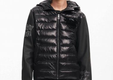 Desigual γυναικείο jacket καπιτονέ με κεντημένο σχέδιο και lettering Regular Fit - 24WWEWBL Μαύρο - DESIGUAL - 