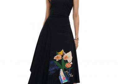 Desigual γυναικείο midi αμάνικο φόρεμα 