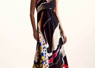 Desigual γυναικείο midi αμάνικο φόρεμα με all-over print 