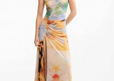 Desigual γυναικείο midi αμάνικο φόρεμα με floral print 