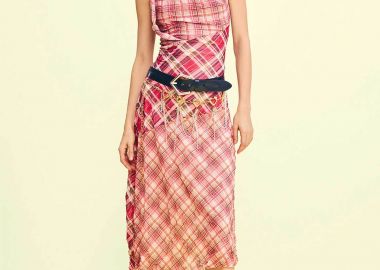 Desigual γυναικείο midi αμάνικο φόρεμα με καρό σχέδιο Regular Fit 