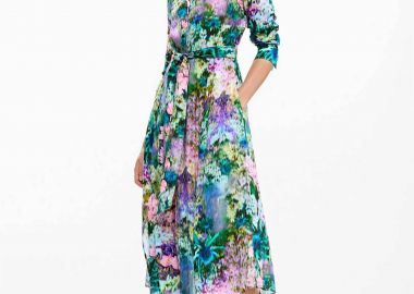 Desigual γυναικείο midi φόρεμα σεμιζιέ με ζώνη και floral print Regular Fit 