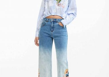 Desigual γυναικείo τζιν παντελόνι culotte με floral print 