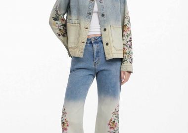 Desigual γυναικείo τζιν παντελόνι culotte με floral print 