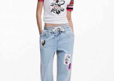 Desigual γυναικείo τζιν παντελόνι jogger με print 