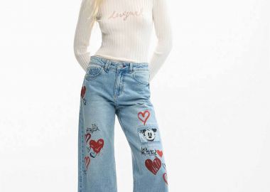 Desigual γυναικείo τζιν παντελόνι με print 