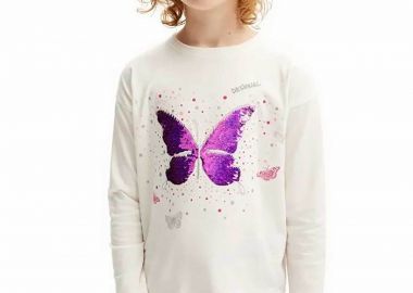 Desigual παιδική μακρυμάνικη μπλούζα με butterfly print - 24WGTK11 Λευκό - DESIGUAL - 