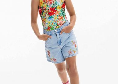 Desigual παιδικό denim σορτς με κεντήματα - 25SGDD01 Denim Blue - DESIGUAL - 
