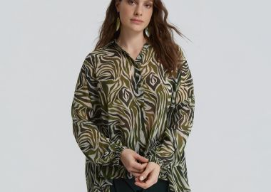 Διάφανη πουκαμίσα με ζεβρέ σχέδιο - MAT FASHION - 