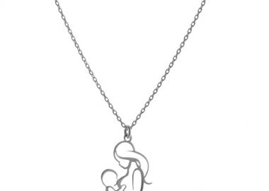 Διακριτικό κολιέ με μαμά και το μωράκι της από ασήμι -  - 