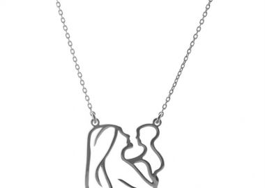 Διακριτικό κολιέ με μαμά και το μωράκι της από ασήμι -  - 