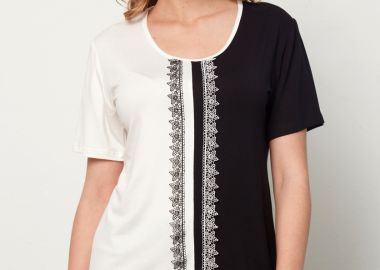 ΔΙΧΡΩΜΗ ΜΠΛΟΥΖΑ ΜΕ ΔΑΝΤΕΛΑ - Anna Raxevsky - 