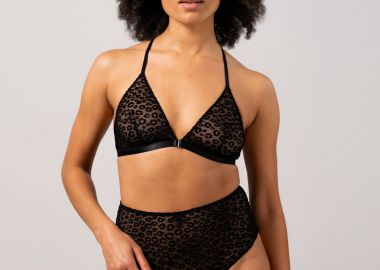 Διχτυωτό σλιπ ψηλόμεσο μαύρο λεοπάρ - UNDERSTATEMENT - 