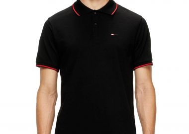 Diesel ανδρική μπλούζα πόλο με λογότυπο και contrast ρίγες Slim Fit 
