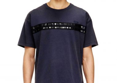 Diesel ανδρικό T-shirt με ριγέ σχέδιο με λαμπερό φινίρισμα και λογότυπο Regular Fit 