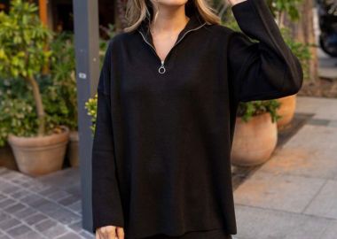 Dilane γυναικεία πλεκτη μπλούζα με φερμουαρ - SOU - 