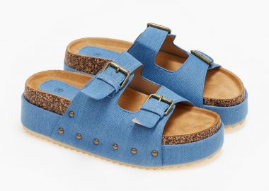 Δίπατα σανδάλια με μεταλλικές λεπτομέρειες - Μπλε - Issue - 